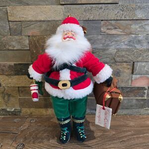 Father Christmas Fabric Plush Santa Claus Handmade Carrying Suitcase